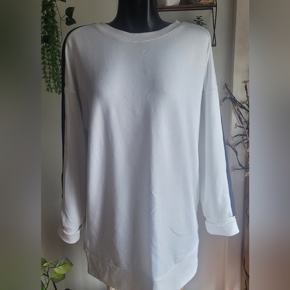 Hyba White Sweatshirt with Black Stripe Down Sleeves XXL - Picture 1 of 7